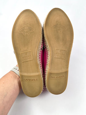 GUCCI - CANVAS LOGO ESPADRILLES CYCLAMEN ROSE - SZ 37.5