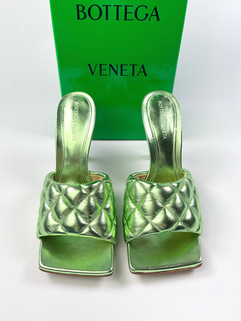 BOTTEGA VENETA - PADDED MULE IN METALLIC LEATHER - SZ 38 - NEW