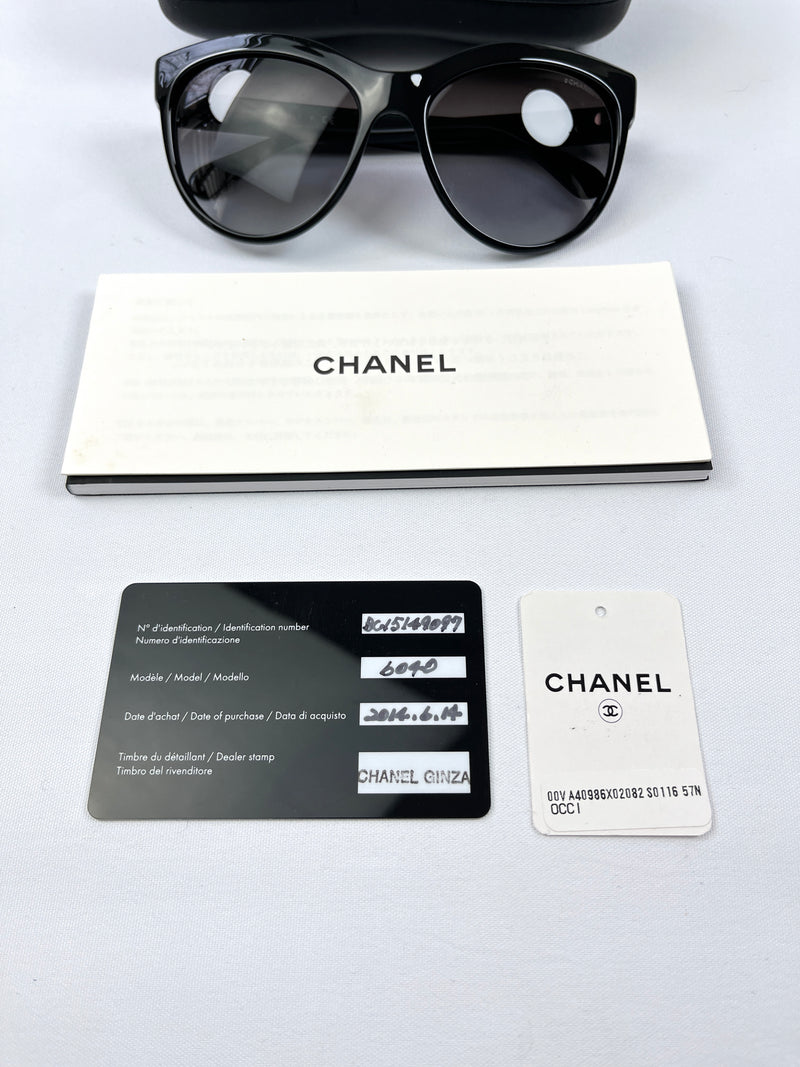 CHANEL - PEARL EMBELLISHED GRADIENT BUTTERFLY SUNGLASSES