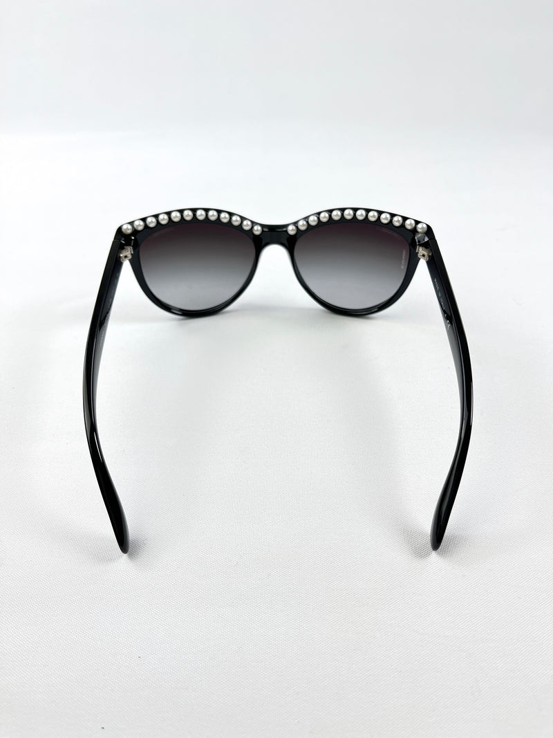 CHANEL - PEARL EMBELLISHED GRADIENT BUTTERFLY SUNGLASSES