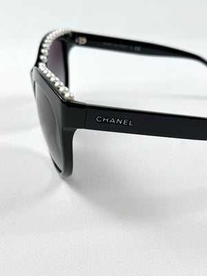 CHANEL - PEARL EMBELLISHED GRADIENT BUTTERFLY SUNGLASSES