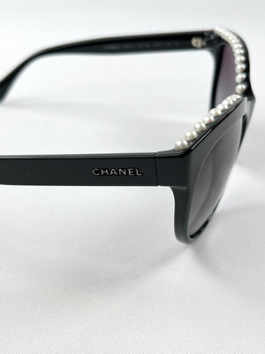 CHANEL - PEARL EMBELLISHED GRADIENT BUTTERFLY SUNGLASSES