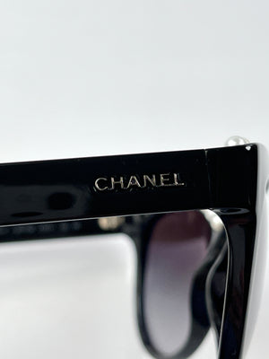 CHANEL - PEARL EMBELLISHED GRADIENT BUTTERFLY SUNGLASSES