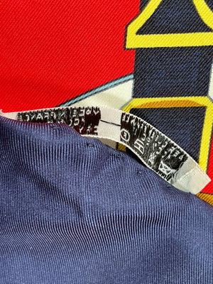 HERMES - NAVY & RED EPERON D'OR SILK SCARF