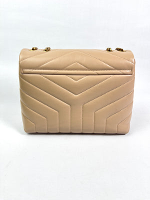 SAINT LAURENT - YSL SMALL LOULOU IN DARK BEIGE QUILTED LEATHER
