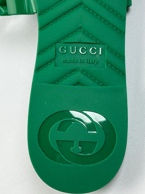 GUCCI - RUBBER SLIDE SANDAL IN VERT - SZ 37 - NEW