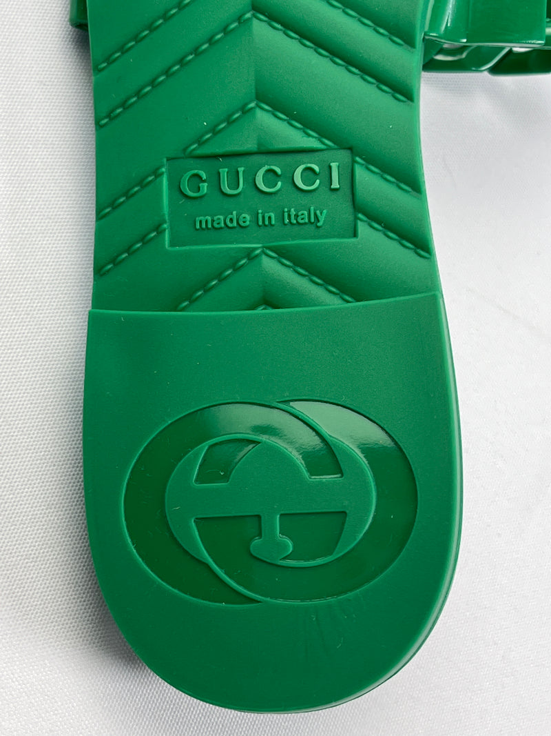 GUCCI - RUBBER SLIDE SANDAL IN VERT - SZ 37 - NEW