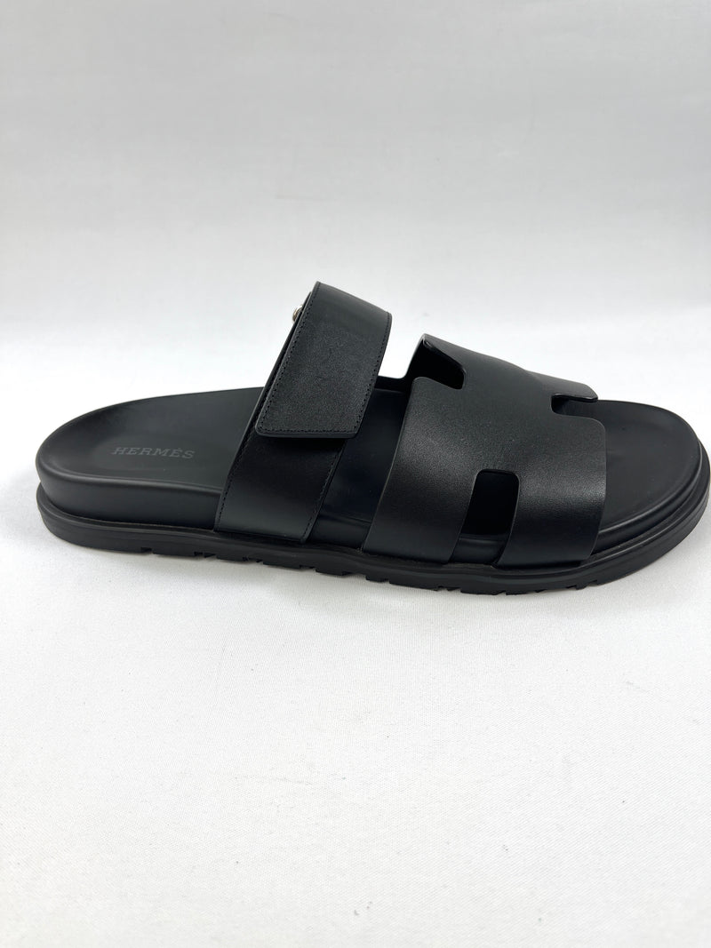 HERMES - CHYPRE LEATHER SANDALS IN BLACK (MENS) - SZ 41