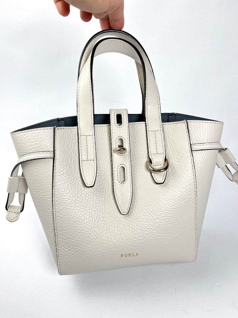 FURLA - LEATHER NET MINI TOTE IN MARSHMALLOW