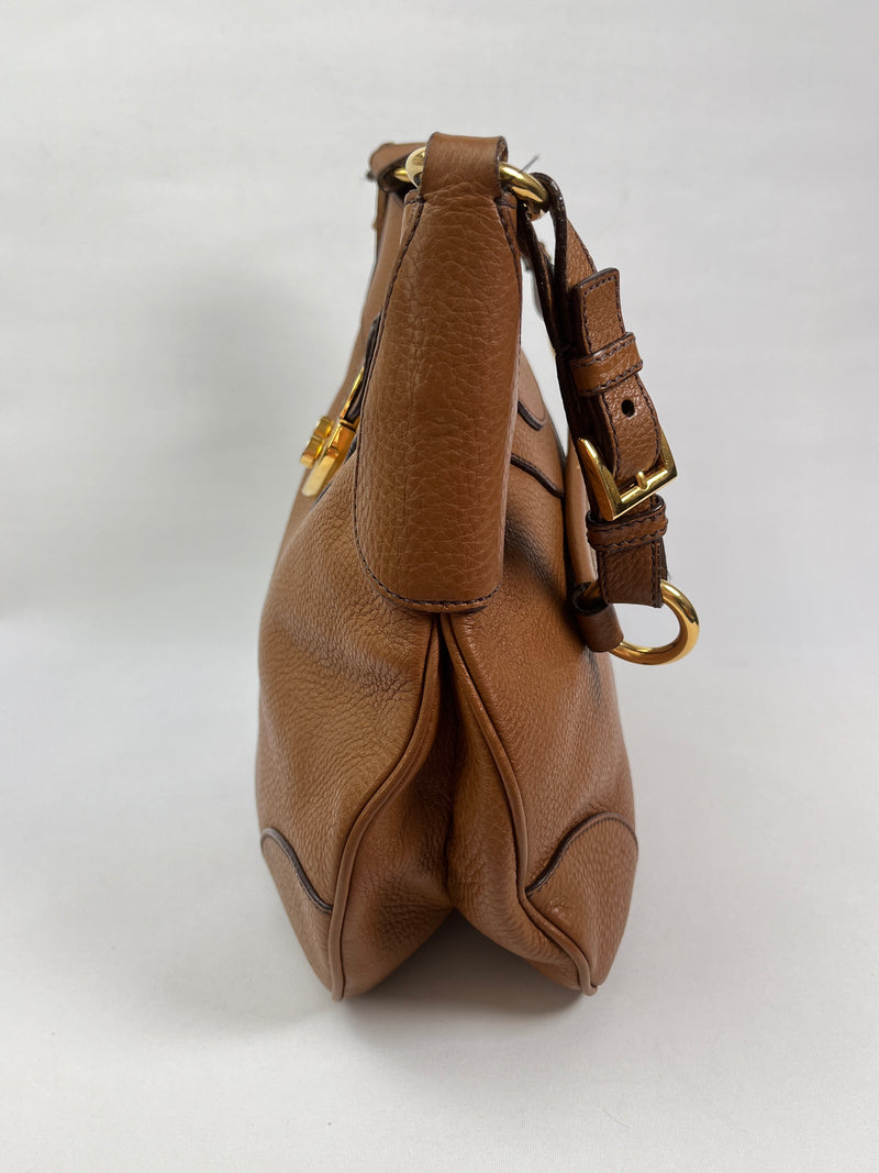 PRADA - SOUND HANDBAG IN CAMEL LEATHER