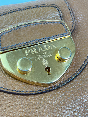 PRADA - SOUND HANDBAG IN CAMEL LEATHER