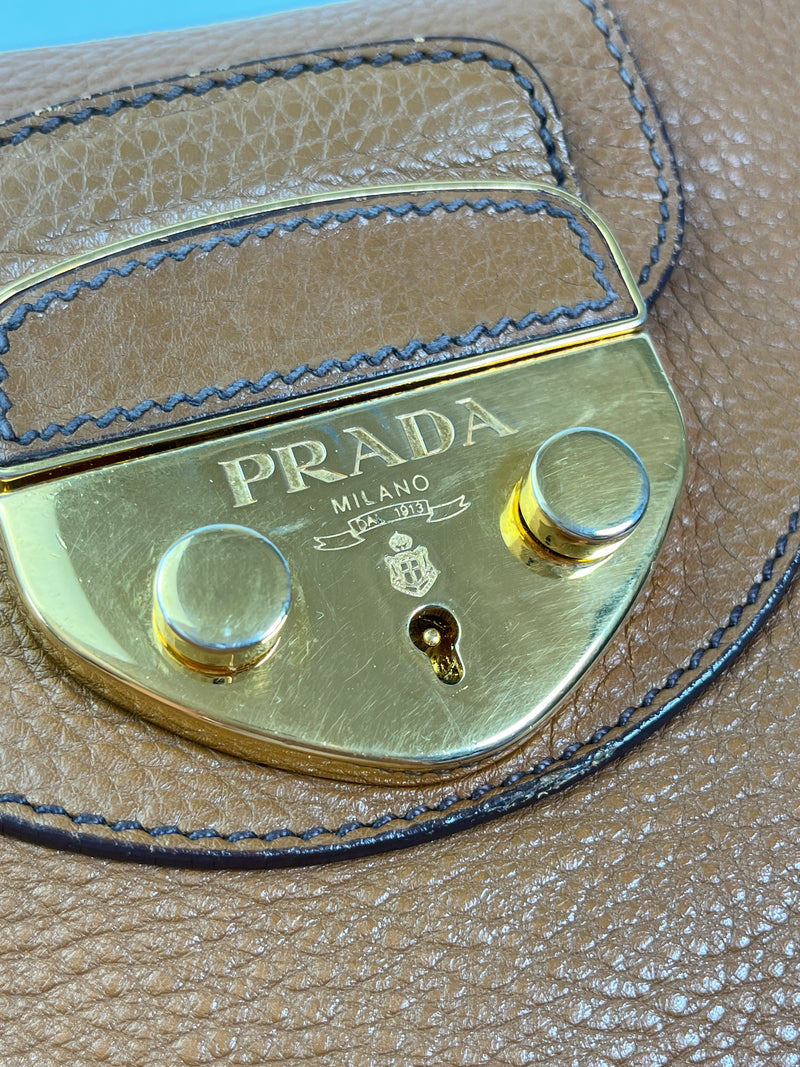 PRADA - SOUND HANDBAG IN CAMEL LEATHER