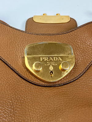 PRADA - SOUND HANDBAG IN CAMEL LEATHER