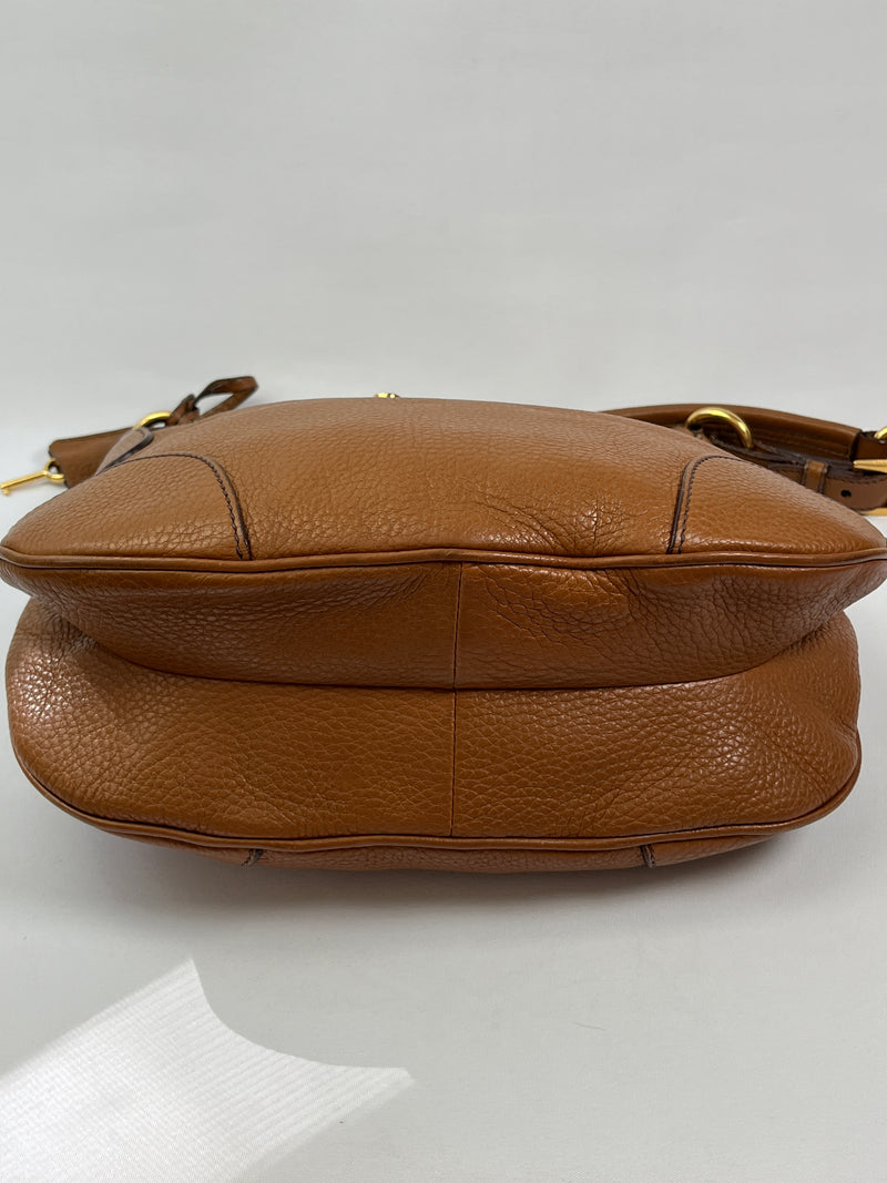 PRADA - SOUND HANDBAG IN CAMEL LEATHER