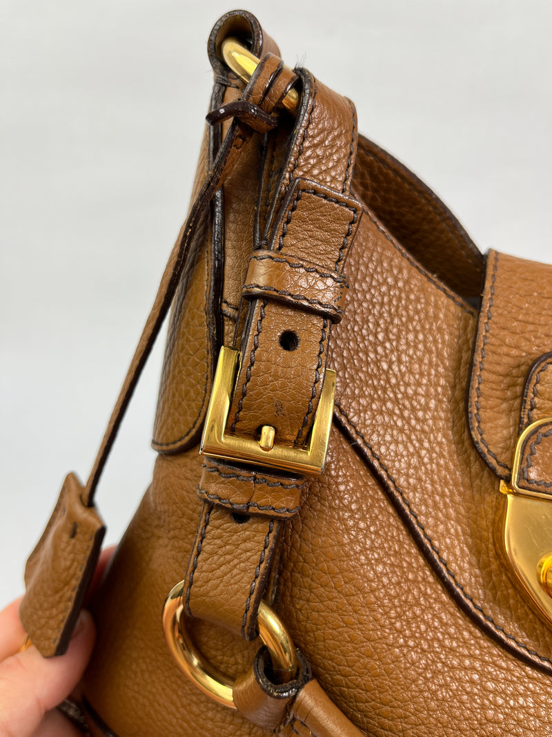 PRADA - SOUND HANDBAG IN CAMEL LEATHER