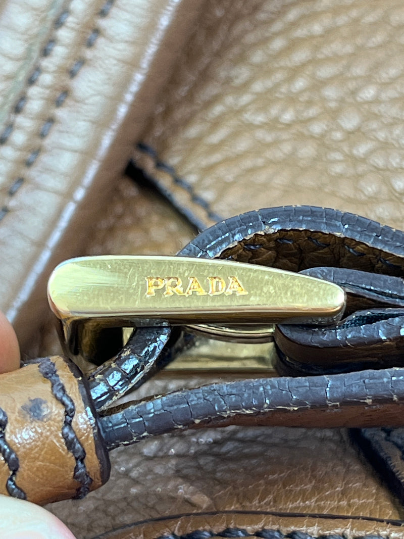 PRADA - SOUND HANDBAG IN CAMEL LEATHER