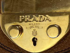 PRADA - SOUND HANDBAG IN CAMEL LEATHER