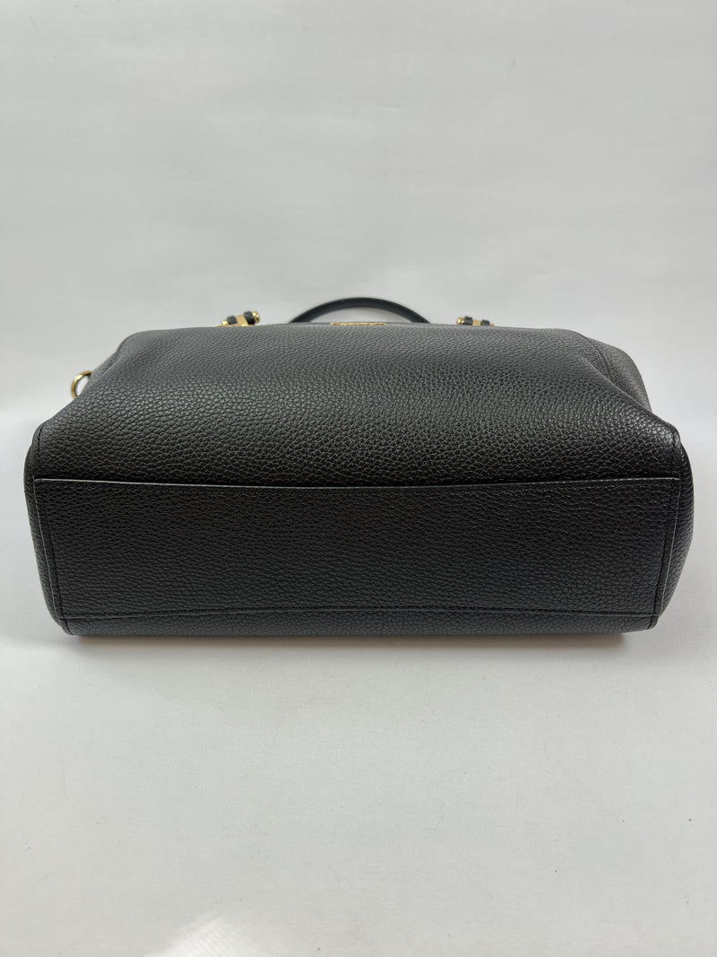 COACH - PRAIRIE SATCHEL IN BLACK PEBBLED LEATHER