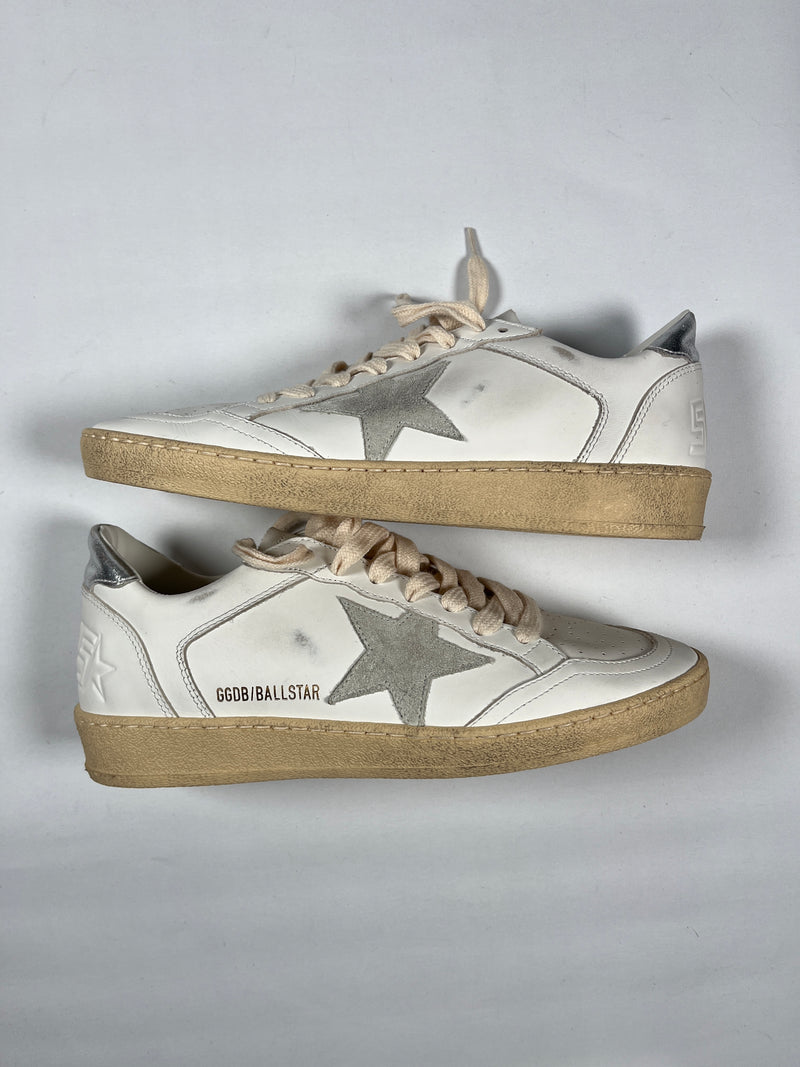 GOLDEN GOOSE - BALLSTAR SNEAKERS WHITE ICE SILVER - NEW - SZ 39