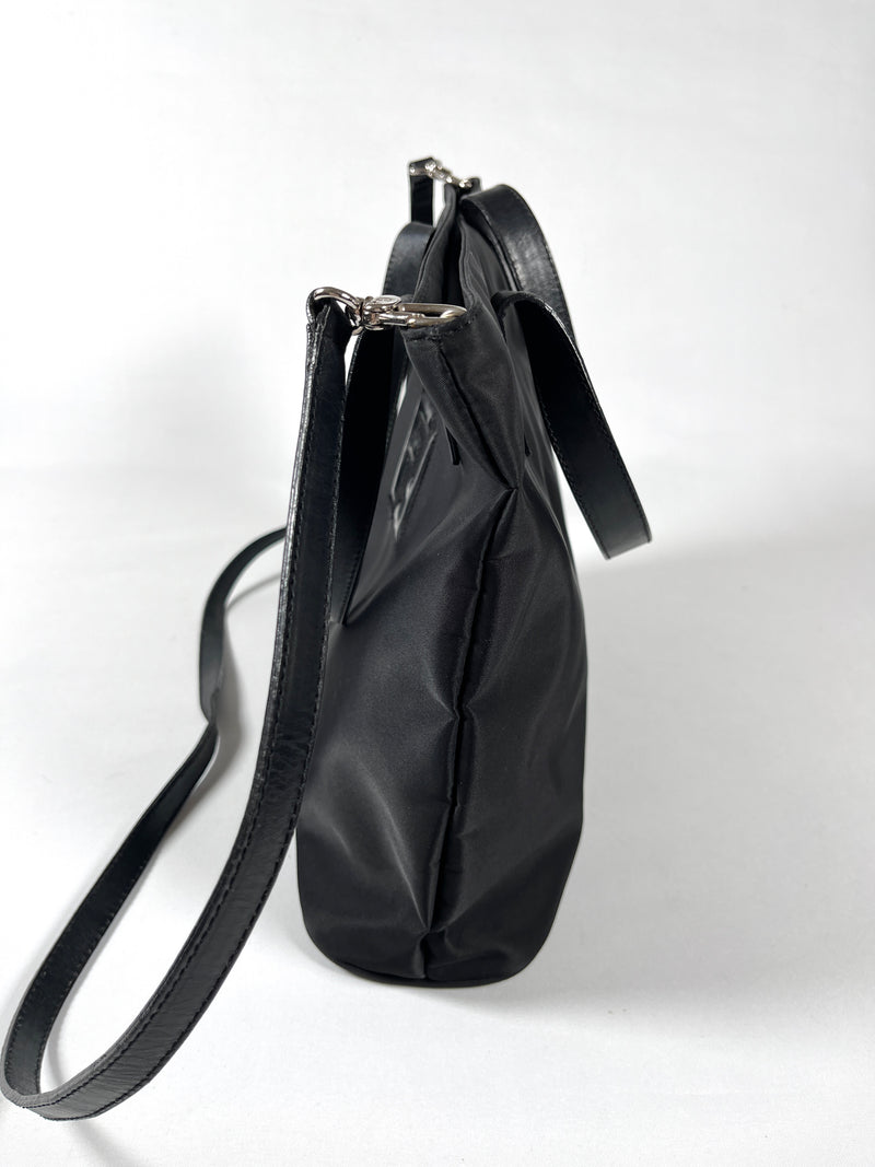 FENDI - ZUCCA LOGO NYLON 2-WAY BLACK HANDBAG