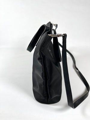 FENDI - ZUCCA LOGO NYLON 2-WAY BLACK HANDBAG