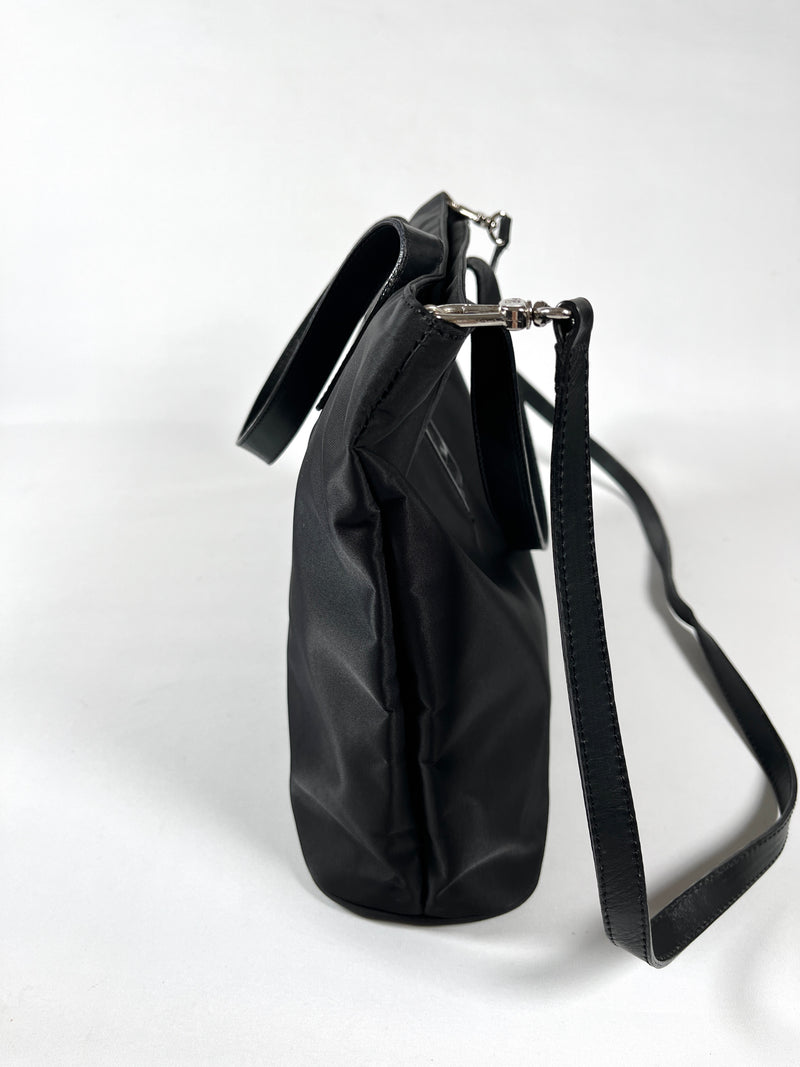 FENDI - ZUCCA LOGO NYLON 2-WAY BLACK HANDBAG
