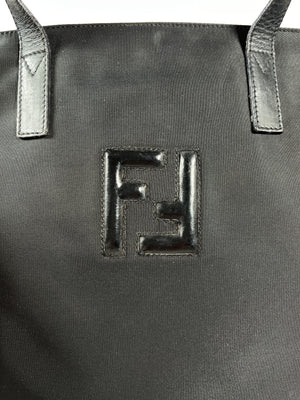 FENDI - ZUCCA LOGO NYLON 2-WAY BLACK HANDBAG