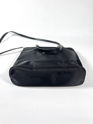 FENDI - ZUCCA LOGO NYLON 2-WAY BLACK HANDBAG
