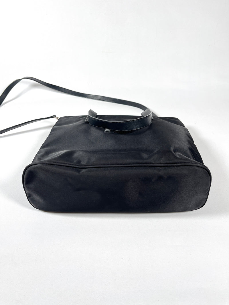 FENDI - ZUCCA LOGO NYLON 2-WAY BLACK HANDBAG