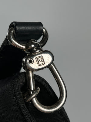 FENDI - ZUCCA LOGO NYLON 2-WAY BLACK HANDBAG