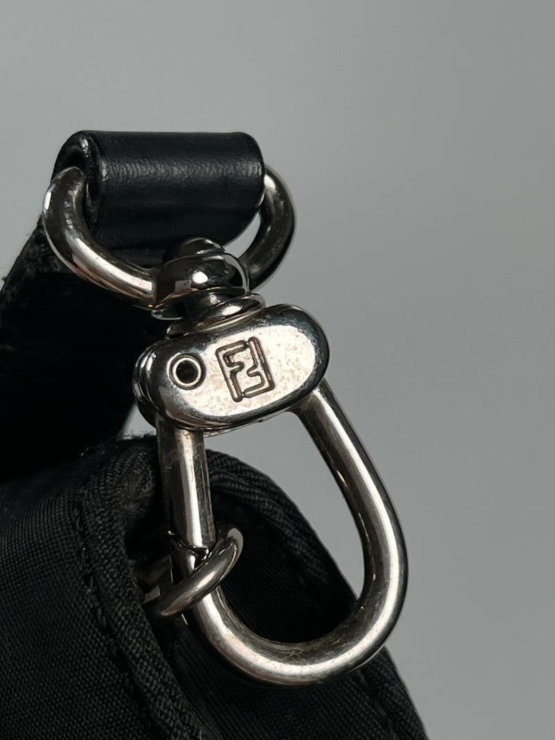 FENDI - ZUCCA LOGO NYLON 2-WAY BLACK HANDBAG