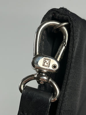 FENDI - ZUCCA LOGO NYLON 2-WAY BLACK HANDBAG