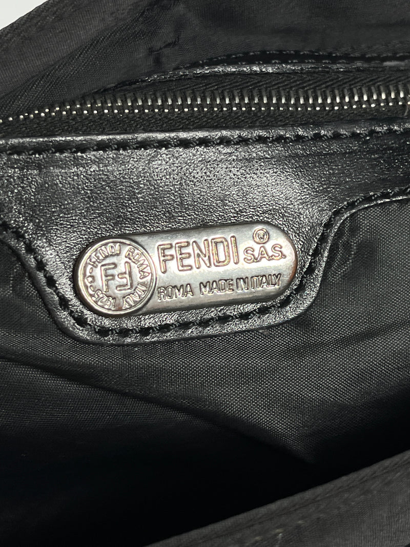 FENDI - ZUCCA LOGO NYLON 2-WAY BLACK HANDBAG