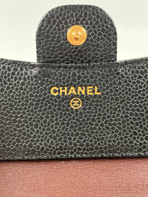 CHANEL - CAVIAR QUILTED COMPACT FLAP WALLET BLACK