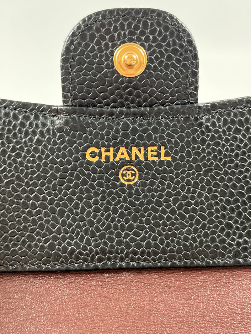 CHANEL - CAVIAR QUILTED COMPACT FLAP WALLET BLACK