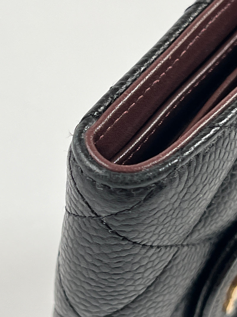CHANEL - CAVIAR QUILTED COMPACT FLAP WALLET BLACK