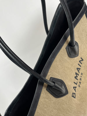 BALMAIN - B ARMY TOTE IN CANVAS & LEATHER