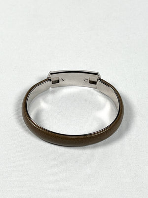BVLGARI - SOTIRIO BANGLE BRACELET GREY LEATHER