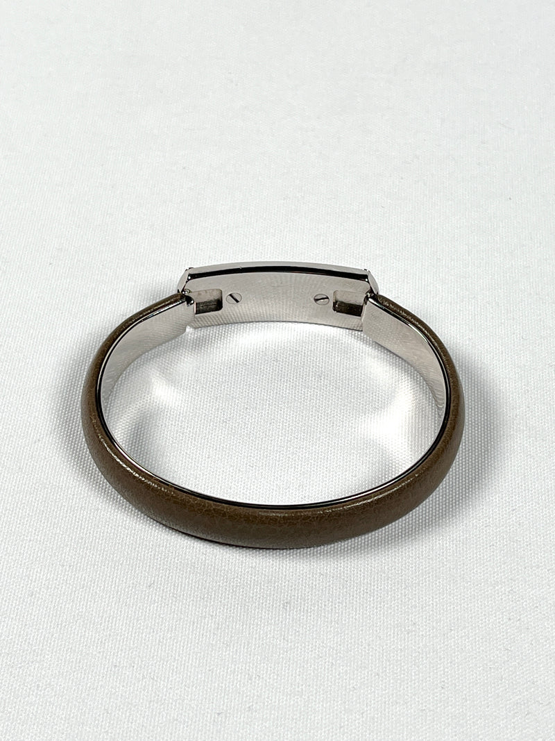 BVLGARI - SOTIRIO BANGLE BRACELET GREY LEATHER