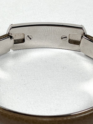 BVLGARI - SOTIRIO BANGLE BRACELET GREY LEATHER