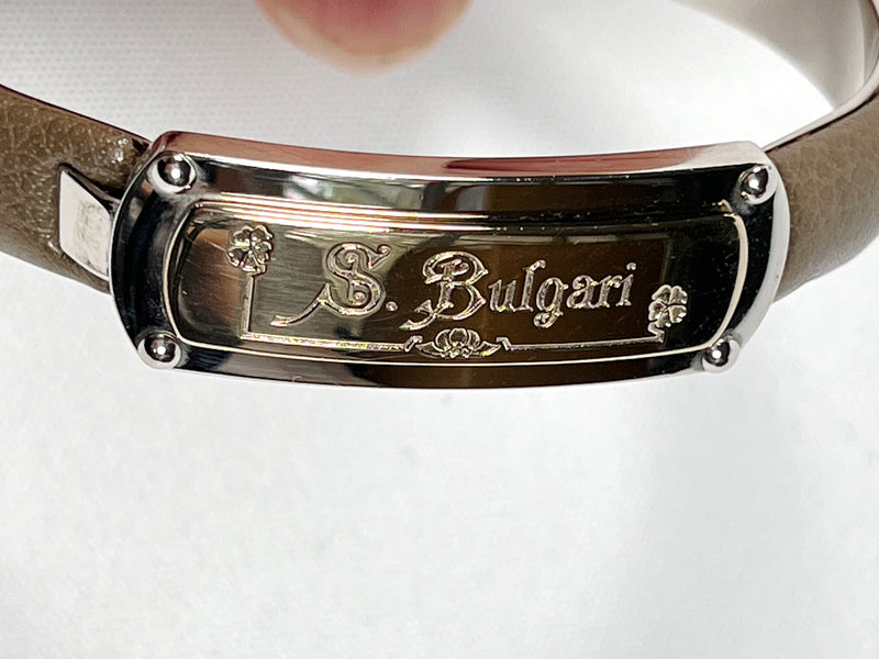 BVLGARI - SOTIRIO BANGLE BRACELET GREY LEATHER