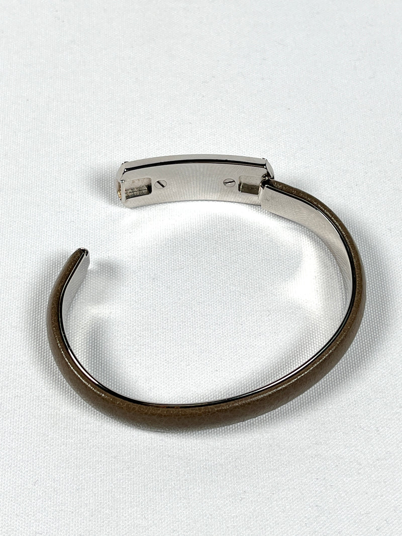 BVLGARI - SOTIRIO BANGLE BRACELET GREY LEATHER