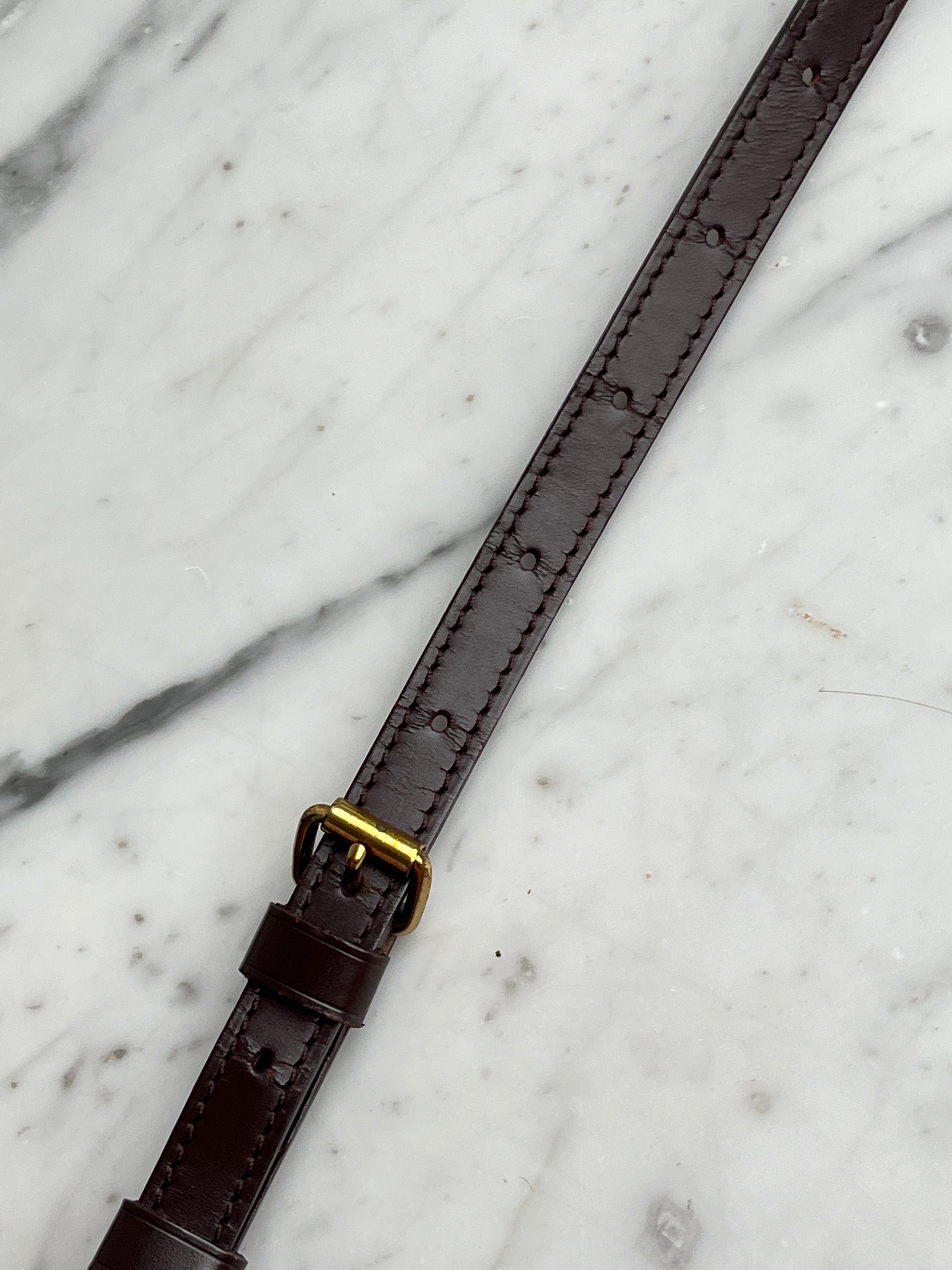 Dark Brown damier Ebene Leather Strap for LV Louis Vuitton 