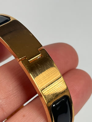 HERMES - ENAMEL NARROW CLIC H BRACELET BLACK