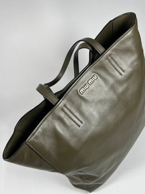 MIU MIU - DARK GREEN VITELLO LUX TOTE