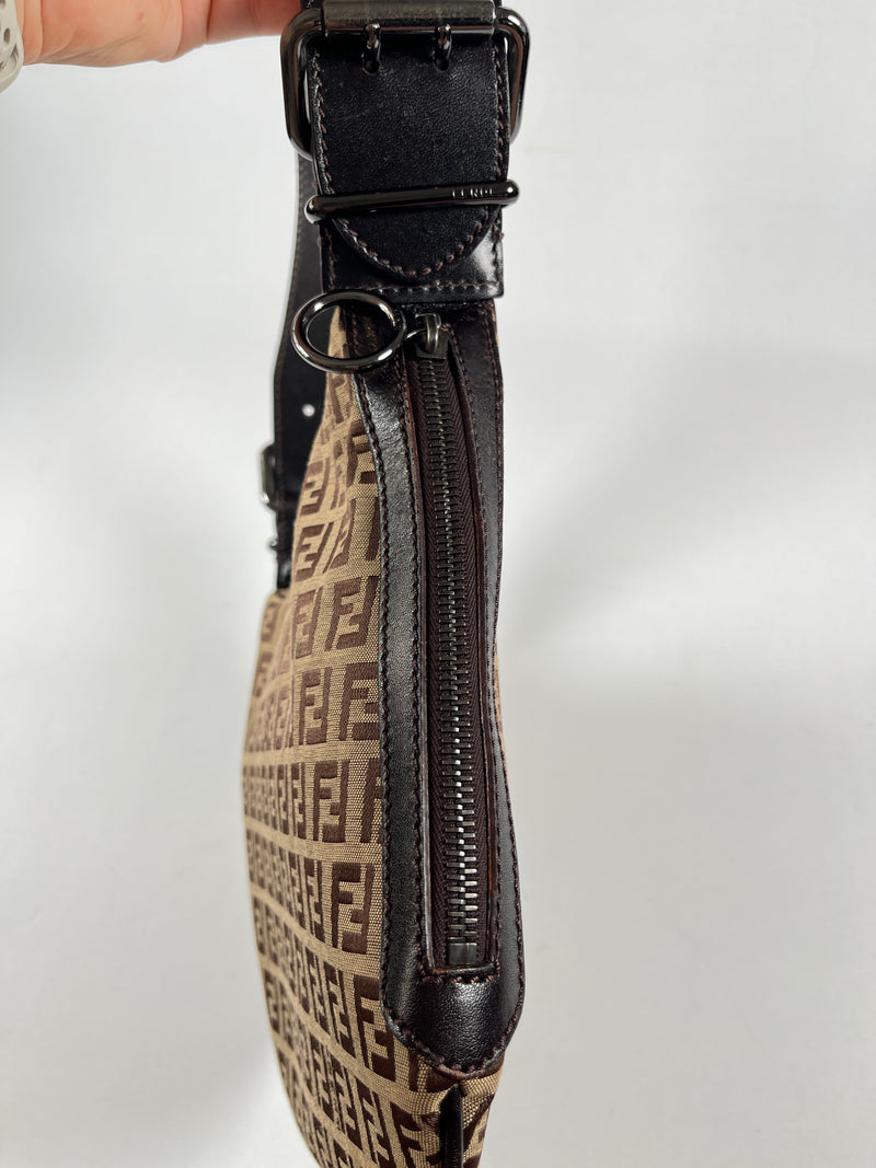 FENDI - ZUCCHINO FF OYSTER SHOULDER BAG