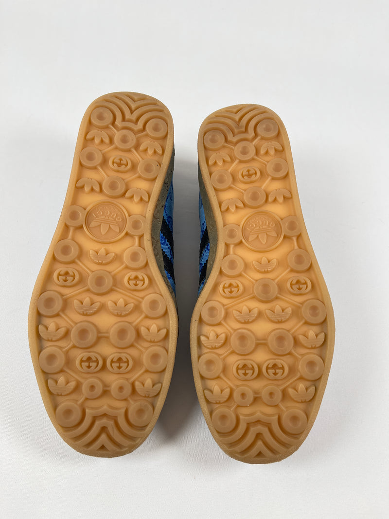 GUCCI - x ADIDAS GAZELLE TRAINERS BLUE MONO - SZ W 8 / M 7.5 US