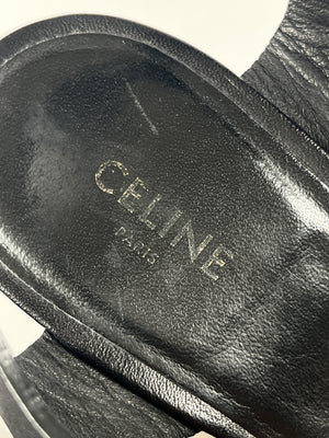 CELINE - TRIOMPHE WEDGE SANDAL IN BLACK - SZ 35