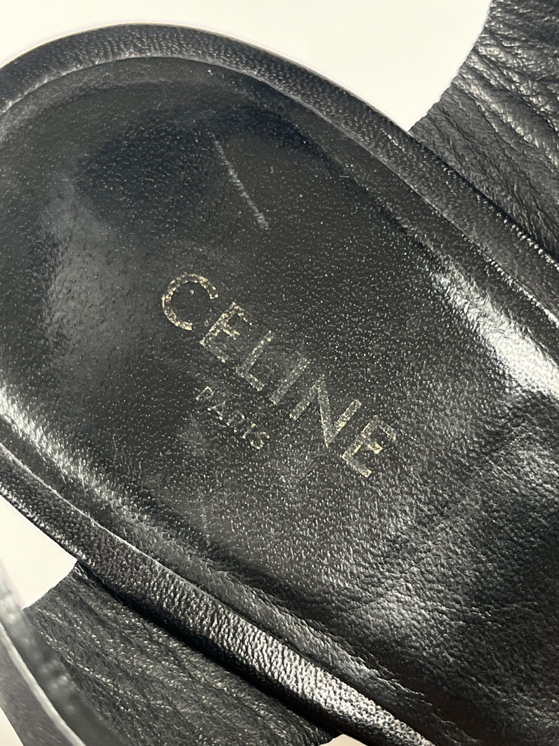 CELINE - TRIOMPHE WEDGE SANDAL IN BLACK - SZ 35
