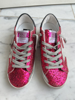 GOLDEN GOOSE - FUCHSIA GLITTER SUPERSTARS SNEAKERS - SZ 35 - NEW